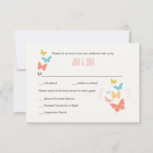 Svarskort för fjäril Canvas Inbjudningar (Framsida)