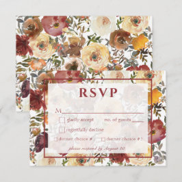 Svarskort för flödesbakgrundsfärg Bouquets Bröllop OSA Kort