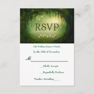 Svarskort för Förtrollad Skog Grön Bröllopsinbjuda OSA Kort