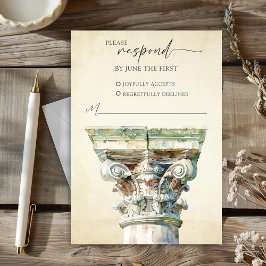 Svarskort för grekiska Bröllop OSA med vattenfärg Kort