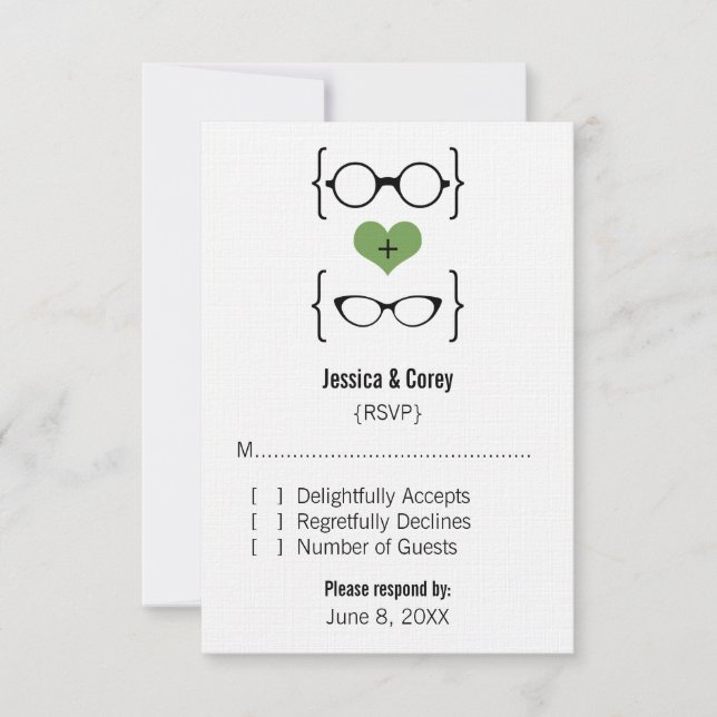 Svarskort för grönt Geeky Glasses OSA Kort (Framsida)
