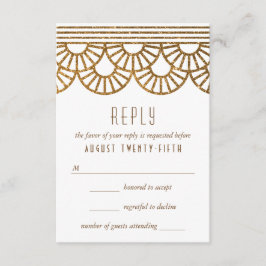Svarskort för Guld Art Deco Fläkt-bröllopsinbjudan OSA Kort