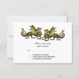 Svarskort för Guld Elegant Dragons Bröllop OSA Kort