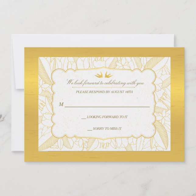 Svarskort för Guld Flora Inbjudningar (Framsida)