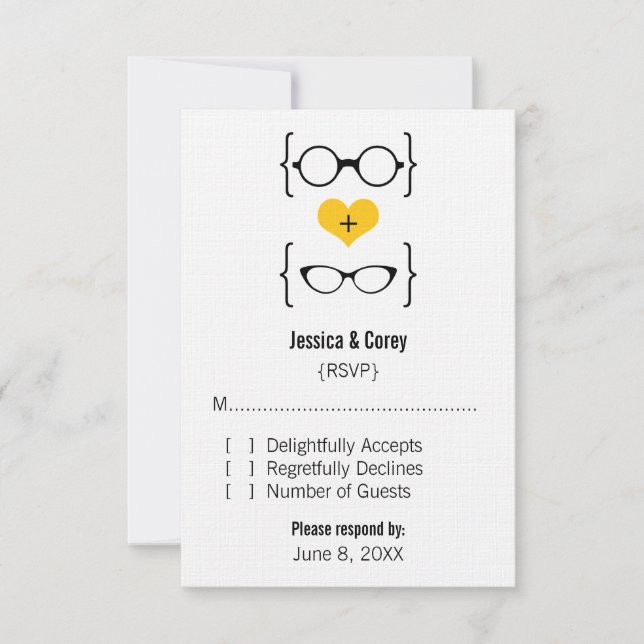 Svarskort för gult Geeky Glasses OSA Kort (Framsida)