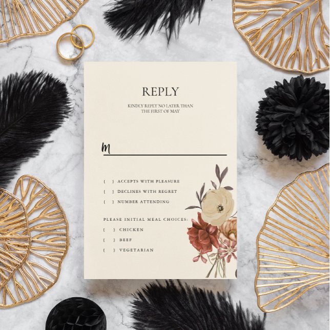 Svarskort för höstfälla Blommigt för elegant Inbjudningar (Skapare uppladdad)