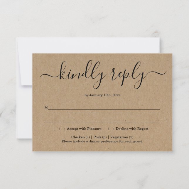 Svarskort för inbjudan - Rustik kraft (Framsida)