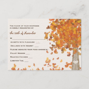 Svarskort för Initialer Träd Bröllop OSA Kort