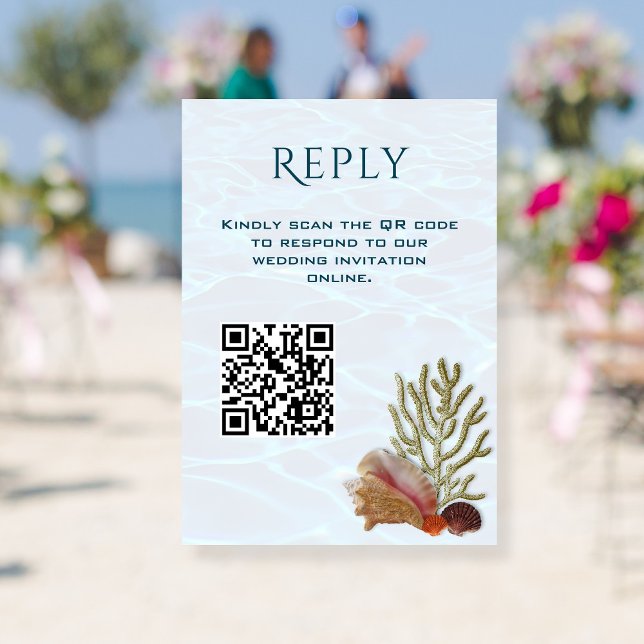 Svarskort för levande hav QR-kod Bröllop OSA Kort (Skapare uppladdad)