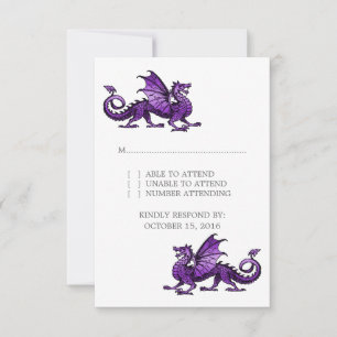 Svarskort för lila Dragon Bröllop OSA Kort