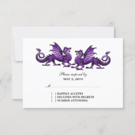 Svarskort för lila Elegant Dragons Bröllop OSA Kort