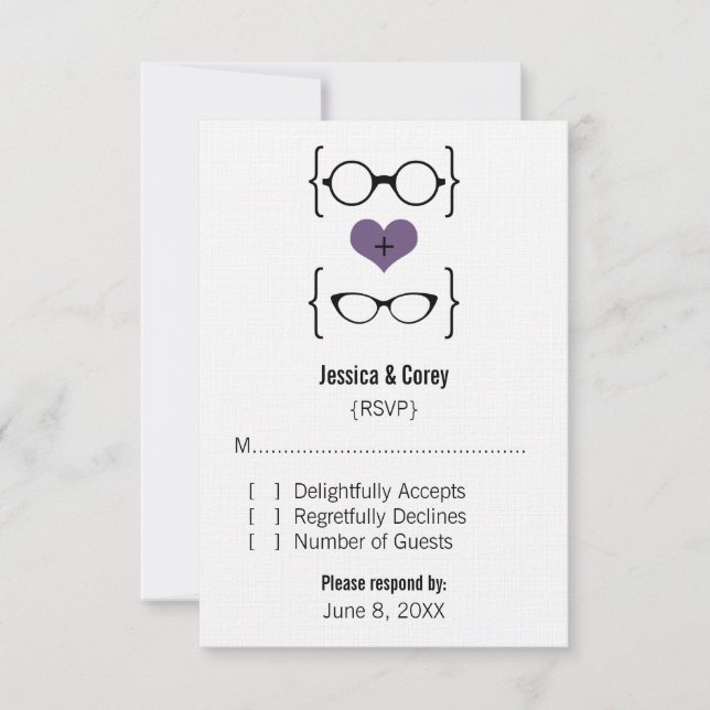Svarskort för lila Geeky Glasses OSA Kort (Framsida)