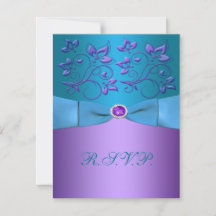 Svarskort för lila och turkos-Blommigt