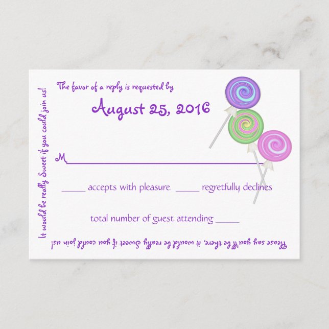 Svarskort för meddelandetext i Candy Treasures OSA Kort (Framsida)