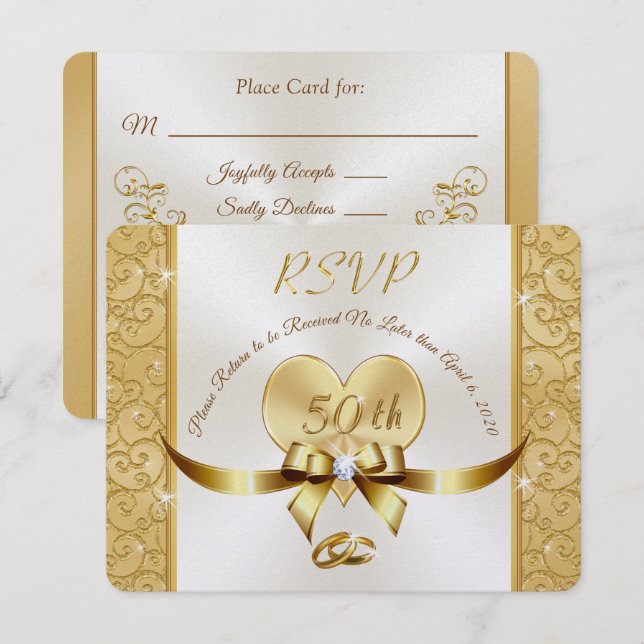 Svarskort för Millies 50-årsjubileum på beställnin Inbjudningar (Fram/baksida)