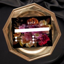 Svarskort för mörk och Moody målad Blommigt Bröllo