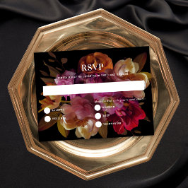 Svarskort för mörk och Moody målad Blommigt Bröllo Inbjudningar