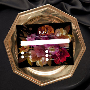 Svarskort för mörk och Moody målad Blommigt Bröllo Inbjudningar