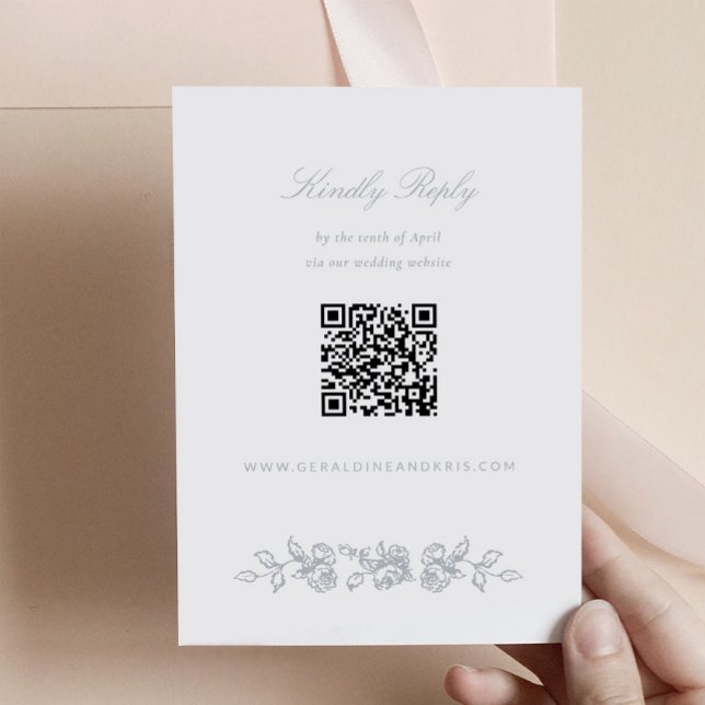 Svarskort för nödmonogram-bröllopsinbjudan OSA kort (Regency Monogram Wedding RSVP Card with QR code)