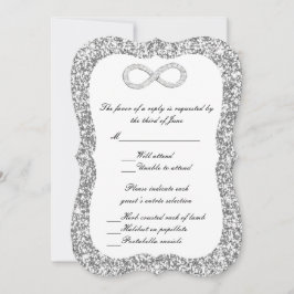 Svarskort för oändlighet i silver Glitter Diamond Inbjudningar