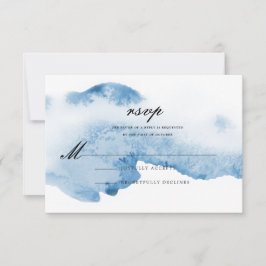 Svarskort för Ombre Watercolor Bröllop | Blå OSA Kort