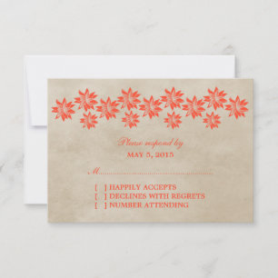 Svarskort för orange Blommigt Vintage bröllop OSA Kort