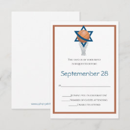 Svarskort för orange Blue Jewish Basketball Kort