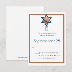 Svarskort för orange Blue Jewish Basketball Kort