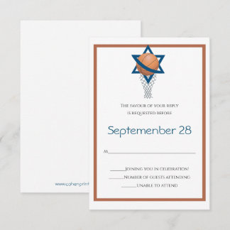 Svarskort för orange Blue Jewish Basketball Kort