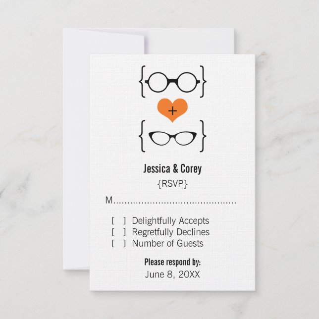 Svarskort för orange Geeky Glasses OSA Kort (Framsida)