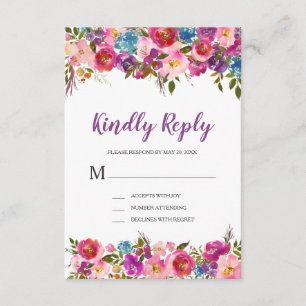 Svarskort för OSA av lila Blommigt  Kort