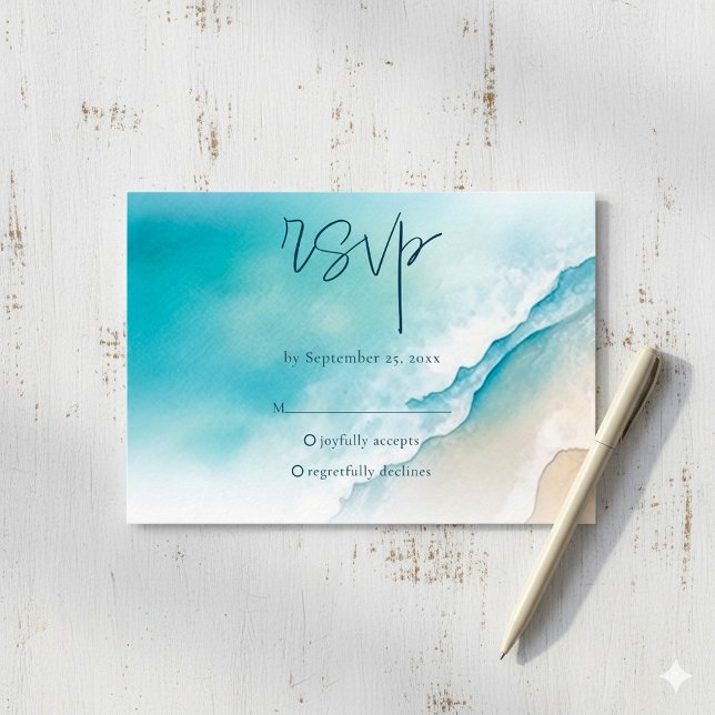 Svarskort för OSA av Serene Blue Ocean Beach (Serene Blue Ocean Beach RSVP ready to fill response Card.)
