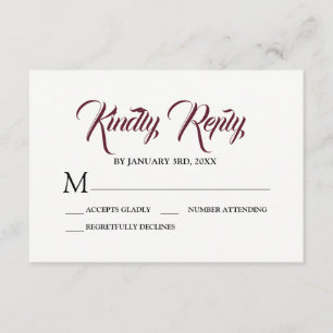 Svarskort för OSA av vattenfärgsburgundy röd Blomm Kort