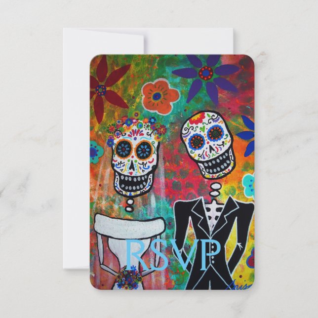 Svarskort för osa Dia de los Muertos Bröllop Kort (Framsida)