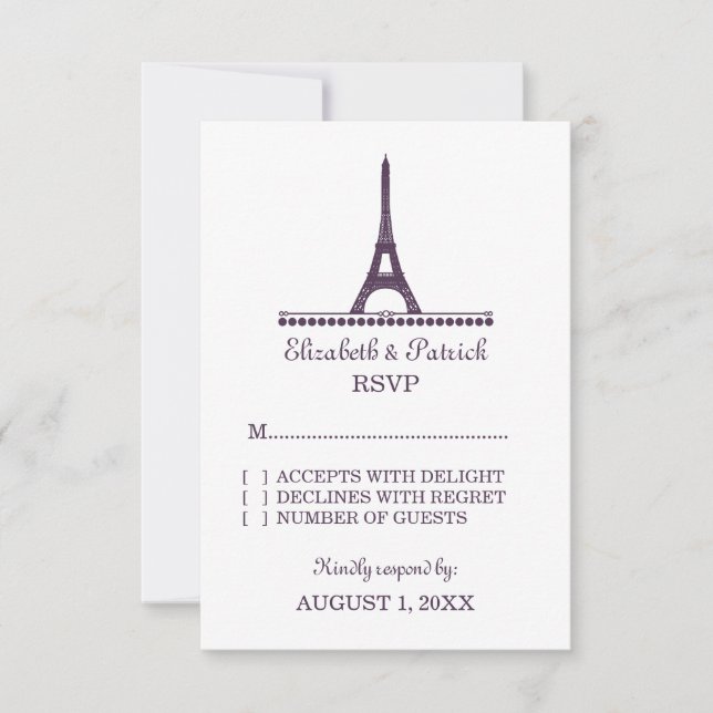 Svarskort för parisisk Chic, Lila OSA Kort (Framsida)