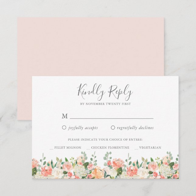 Svarskort för persiko- och Cream-OSA Inbjudningar (Fram/baksida)