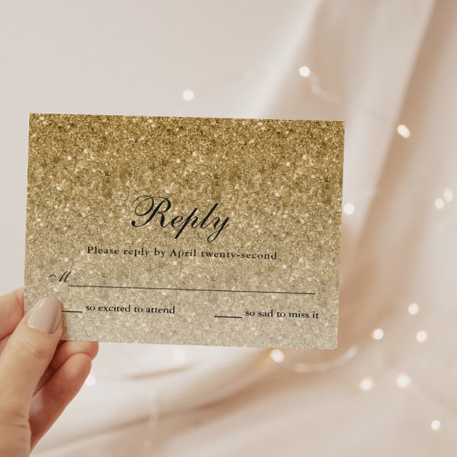 Svarskort för Personligen Guld Glitter Glam OSA Kort (Skapare uppladdad)
