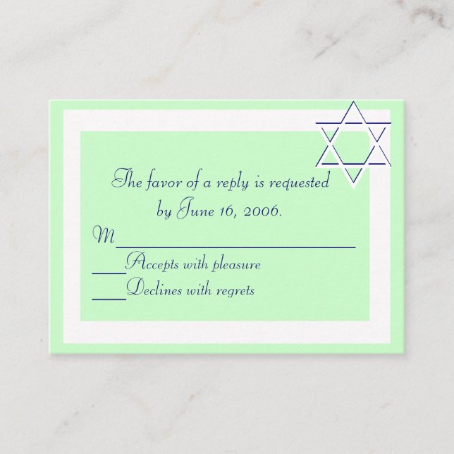 Svarskort för Pub/Bat mitzvah inbjudningar (Framsida)