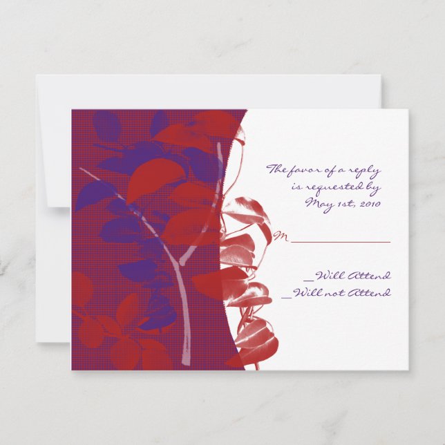 Svarskort för Red and Lila Löv Design OSA Kort (Framsida)