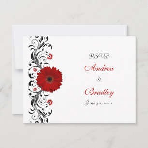 Svarskort för Red Gerbera Daisy Blommigt Card OSA Kort