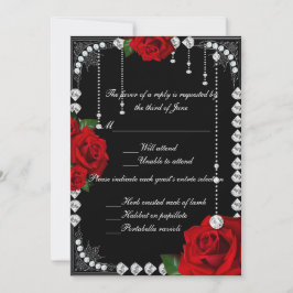 Svarskort för Röd ros och diamanter Inbjudningar