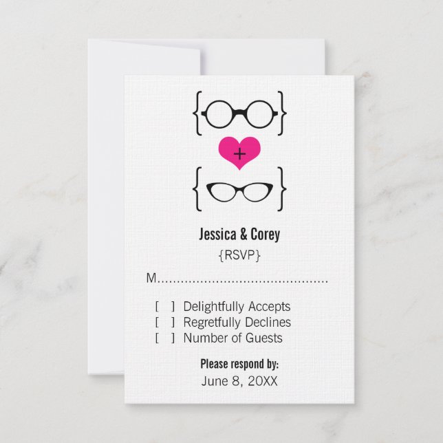 Svarskort för rosa Geeky Glasses OSA Kort (Framsida)