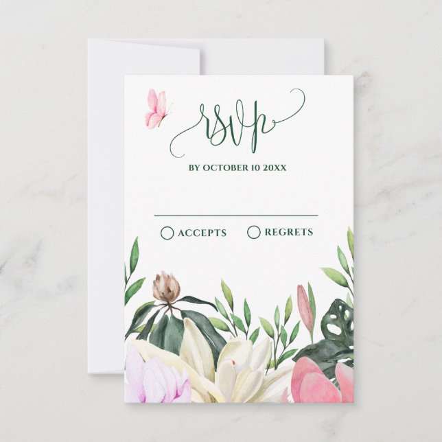 Svarskort för rosa rustic ro blommigt OSA kort (Framsida)