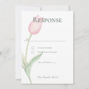 Svarskort för rosa Tulip Solo Bröllop Inbjudningar