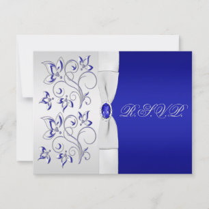 Svarskort för Royal Blue- och Silver-Blommigt OSA Kort