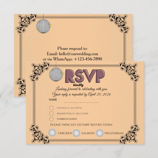 Svarskort för RSVP | Bekräfta närvaro och antal gä OSA Kort (Fram/baksida)