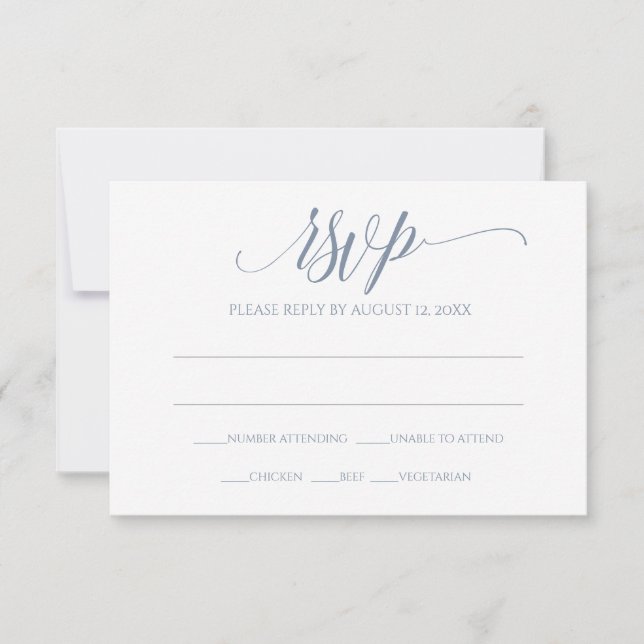 Svarskort för RSVP | Luxe-kalligrafi (damblå) OSA Kort (Framsida)