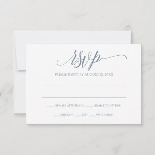 Svarskort för RSVP Lyxig kalligrafi (dammig blå) OSA Kort