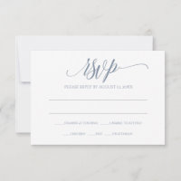 Svarskort för RSVP | Lyxig kalligrafi (dammig blå)