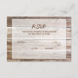 Svarskort för Rustic Barn Wood Bröllop OSA Kort
